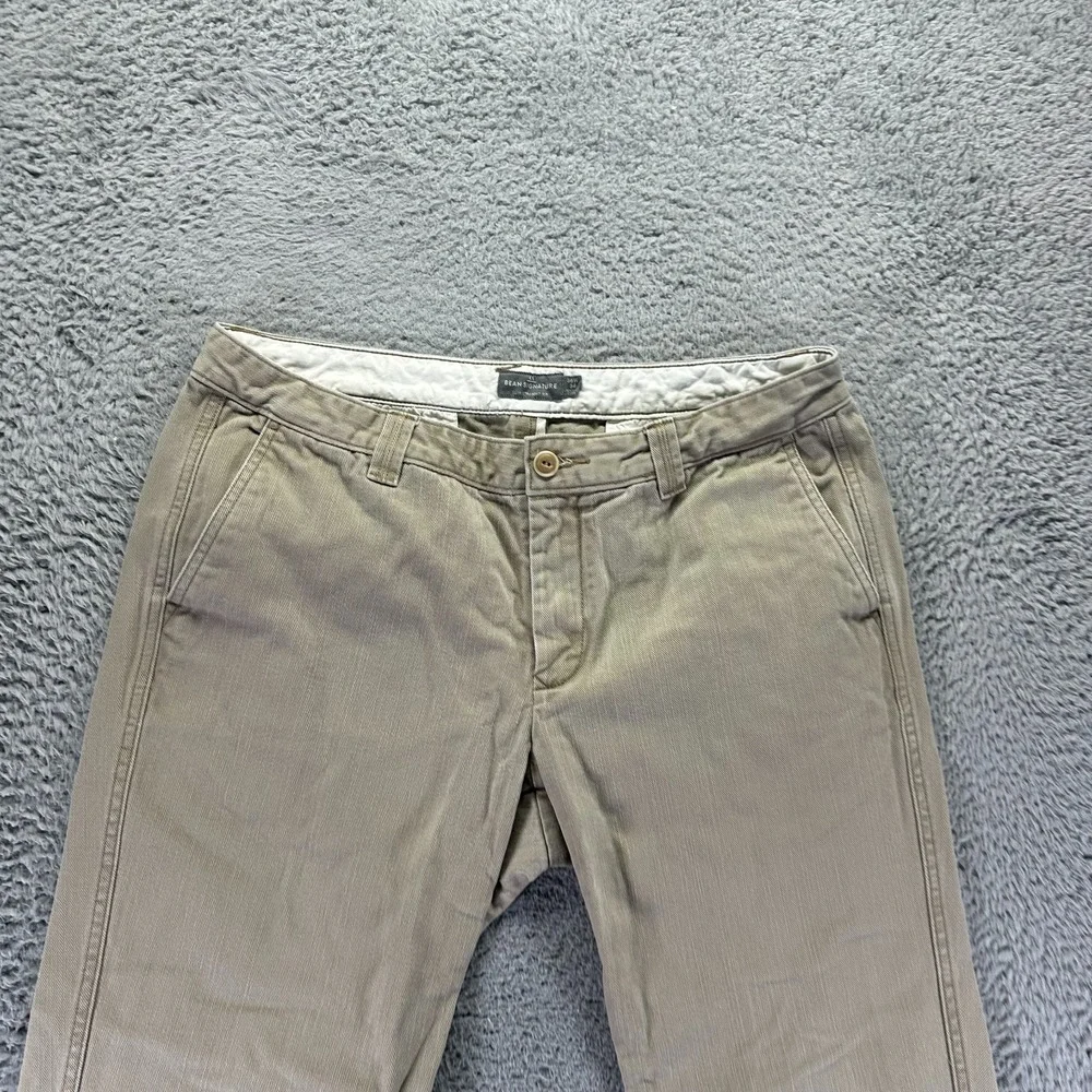 L.L.Bean Signature Pant Men 36x32 Beige Cotton Chino Straight Slim Preppy Career